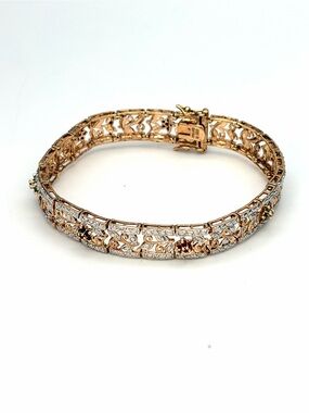 Ross Simons Gold over Sterling Silver Filigree Sapphire Emerald Ruby Bracelet
